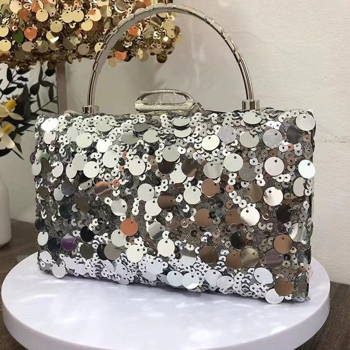 Gold Retro PVC High-End Wedding Party Evening Clutch Bag with Sequins