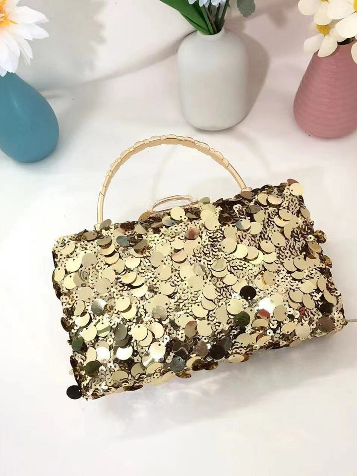 Gold Retro PVC High-End Wedding Party Evening Clutch Bag with Sequins