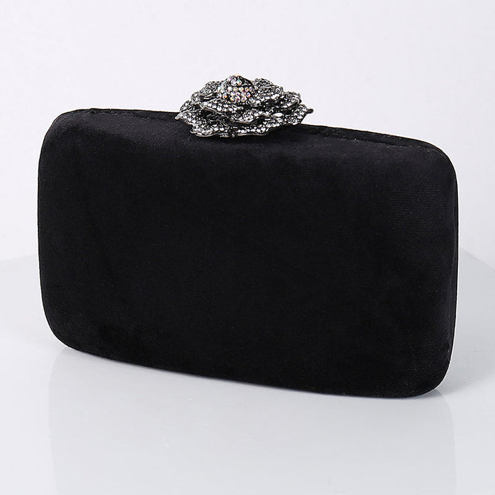 Yellow Luxurious Velvet Wedding Party Evening Clutch Bag with 3D Flower