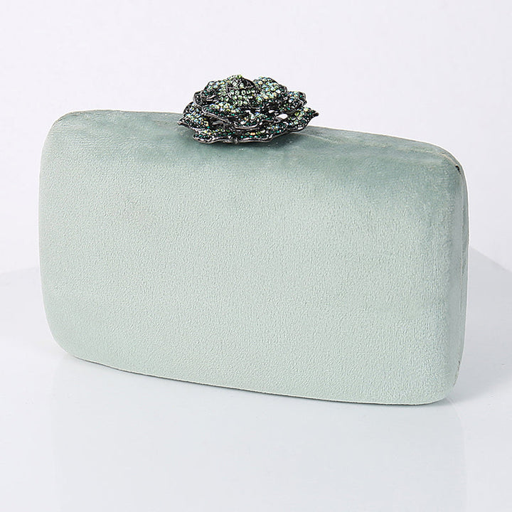 Yellow Luxurious Velvet Wedding Party Evening Clutch Bag with 3D Flower