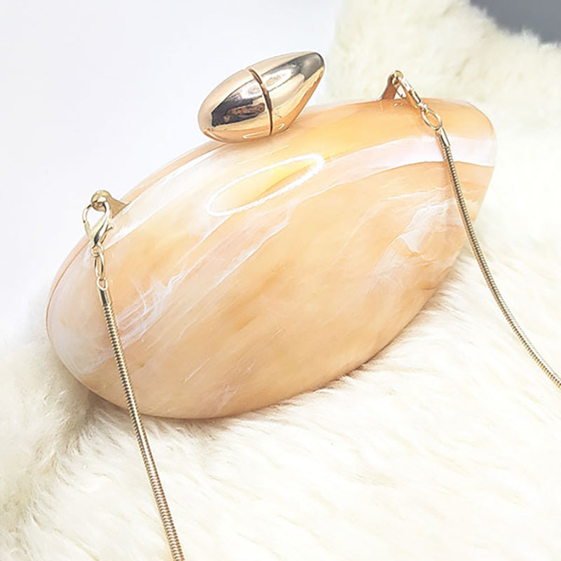 Gold Stylish Irregular Ellipse Candy Daily Chain Wedding Party Clutch Bag