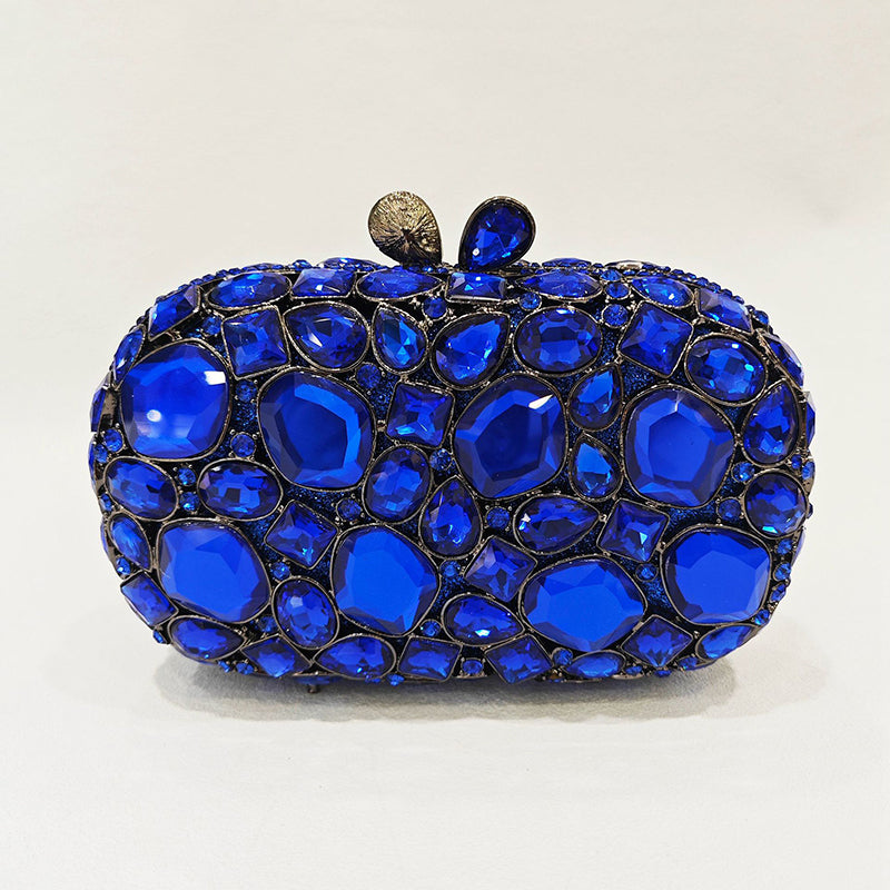 Elegant Retro Irregular Glass Diamond Encrusted Square Evening Wedding Party Clutch Bag