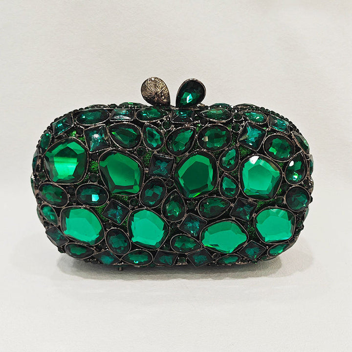 Elegant Retro Irregular Glass Diamond Encrusted Square Evening Wedding Party Clutch Bag