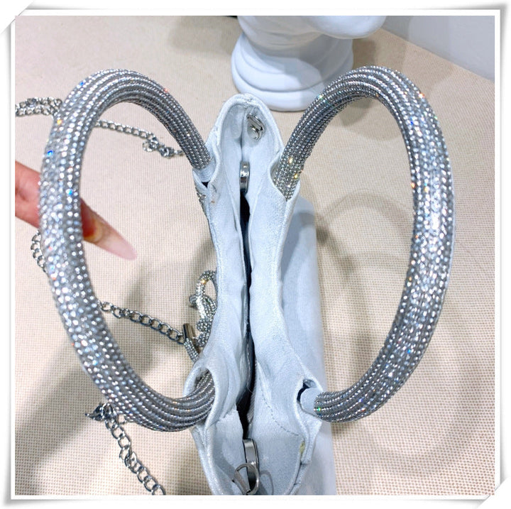 Silver Luxurious Sparkling Crystal Fashion Wedding Party Clutch Bag with Bowknot