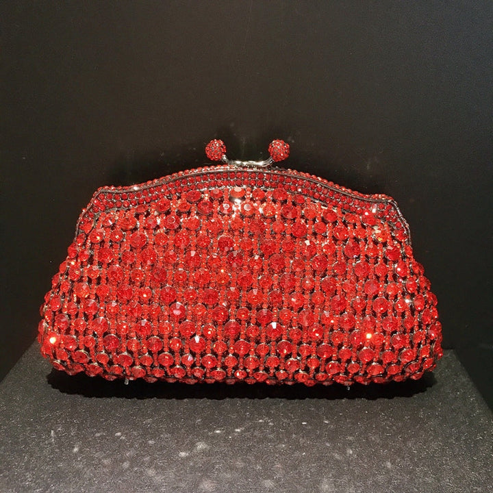 Skeleton Metal Retro Evening Party Clutch Bag with Irregular Rhinestones