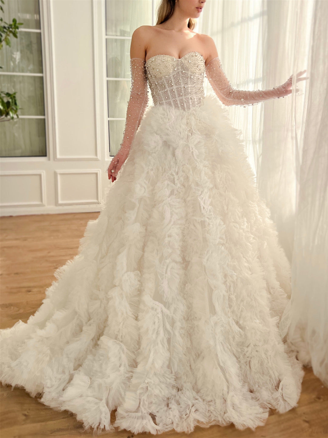 Ball Gown Sweetheart Spaghetti Straps/Strapless Sleeveless Floor-Length  Wedding Dresses