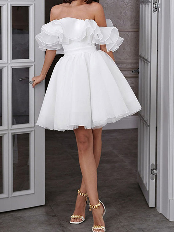 A-Line/Princess Off-The-Shoulder Short Wedding Dress