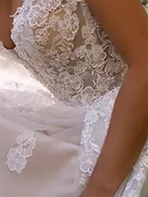 A-Line/Princess Sweetheart Wedding Dress Spaghetti Straps with Appliques