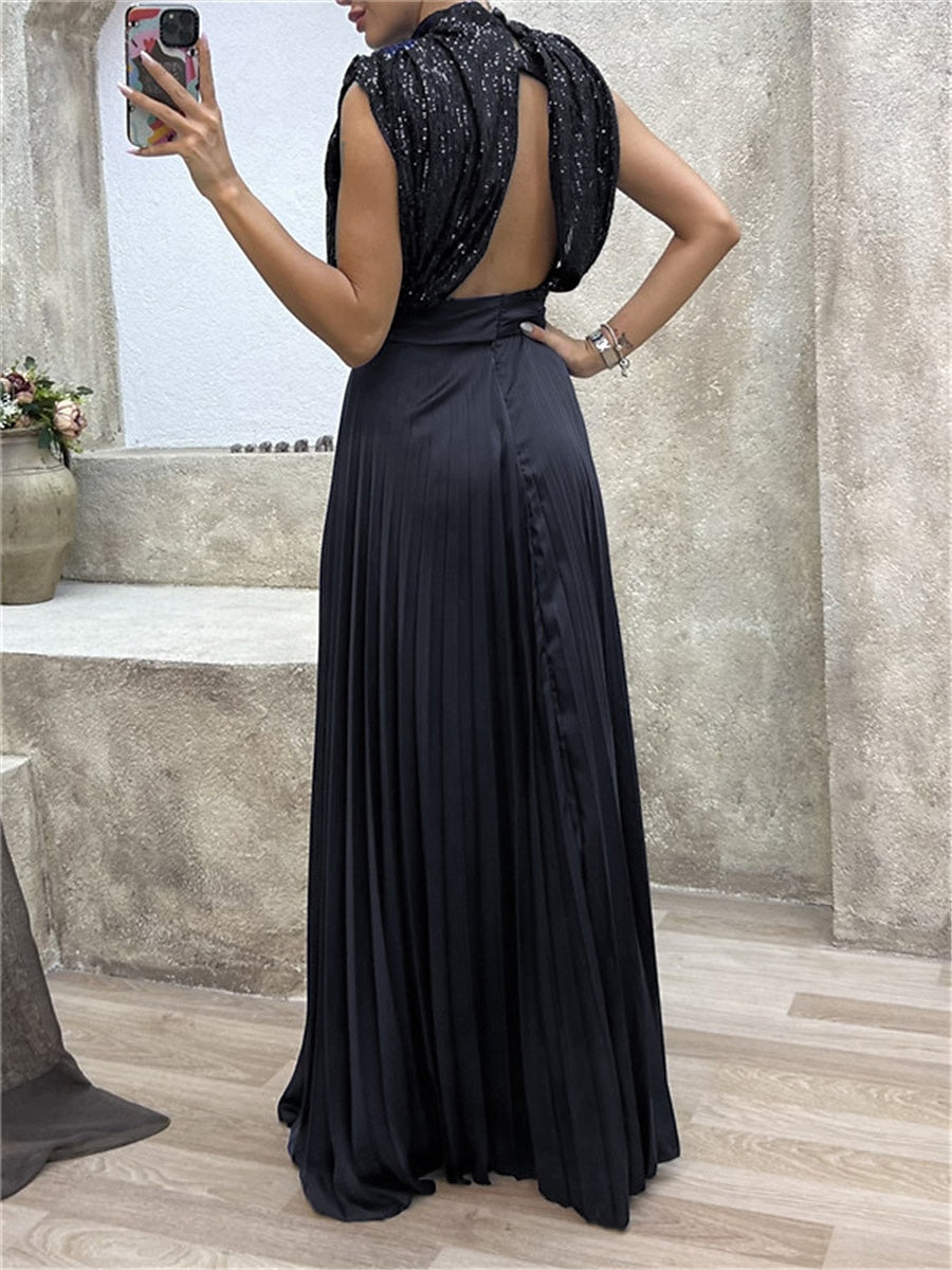 A Line/Princess Crew Neck Floor-Length Sleeveless Wedding Guest Dress