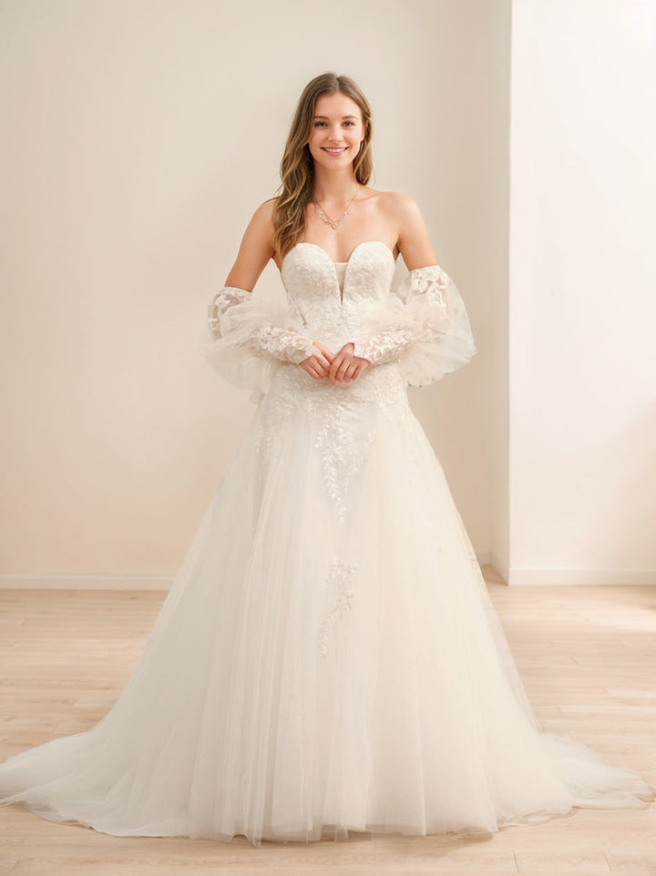 A-Line/Princess Sweetheart Long Wedding Dresses with Appliques