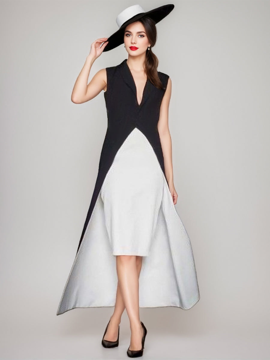 Sheath/Column V-neck Sleeveless Asymmetrical Elegant Wedding Guest Dress