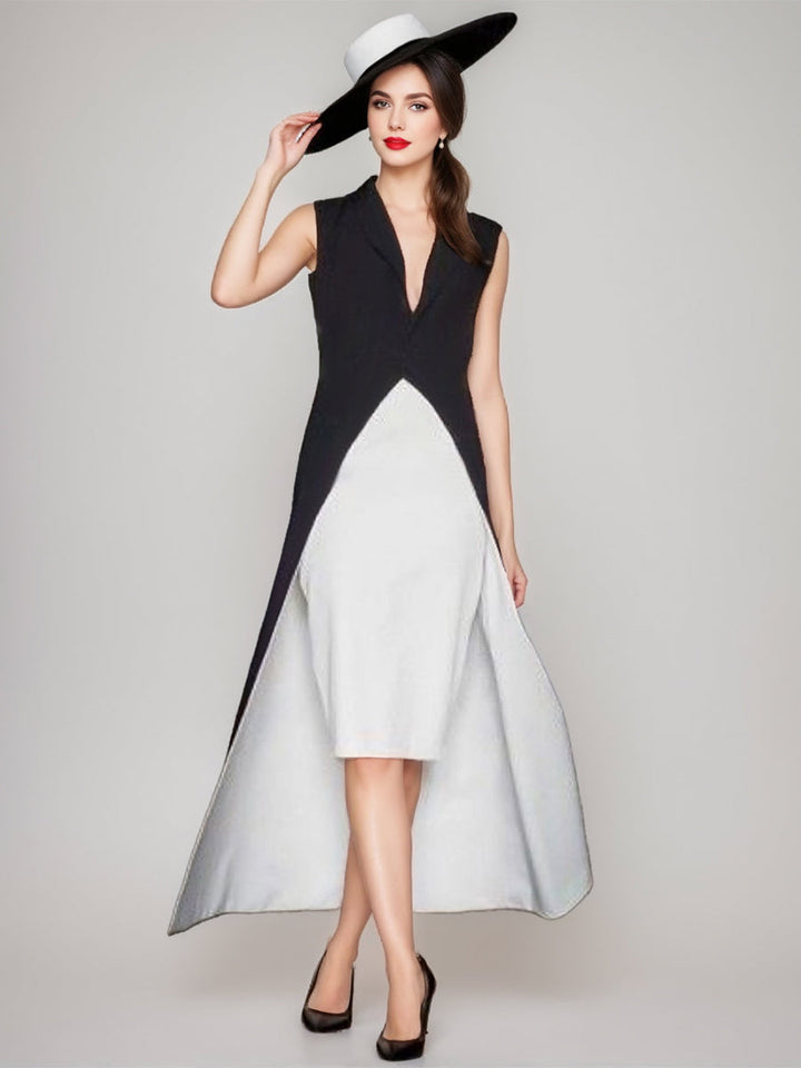 Sheath/Column V-neck Sleeveless Asymmetrical Elegant Wedding Guest Dress