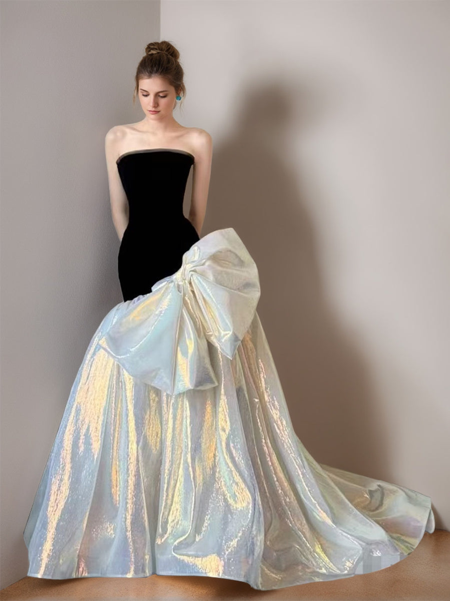 Trumpet/Mermaid Strapless Sleeveless Sophisticated Wedding Dress with Bow