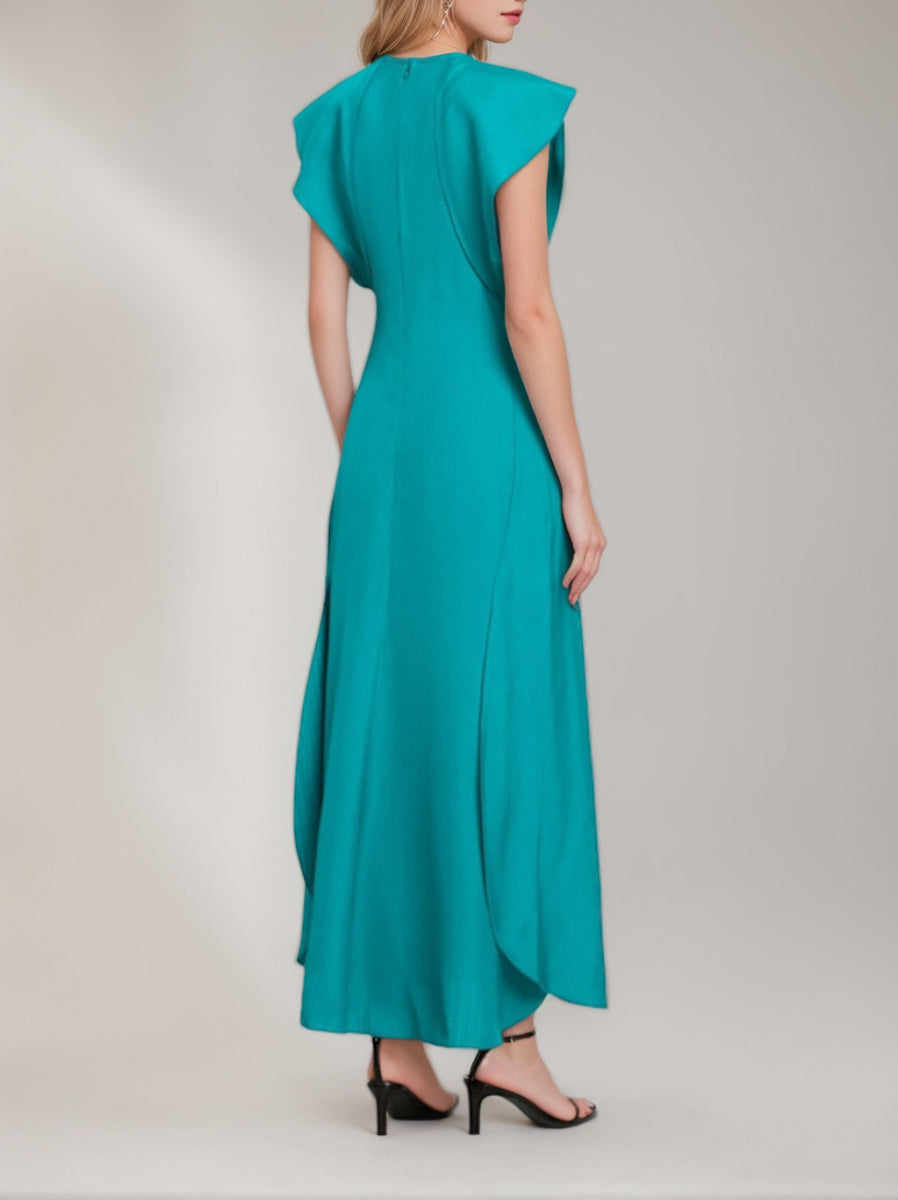A-Line/Princess Scoop Sleeveless Ankle-Length Wedding Guest Dress with Ruffles