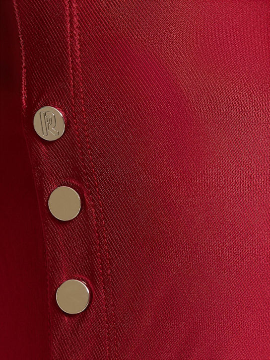 Sheath/Column Scoop Short Sleeves Asymmetrical Wedding Guest Dress with Bottons & Ruches