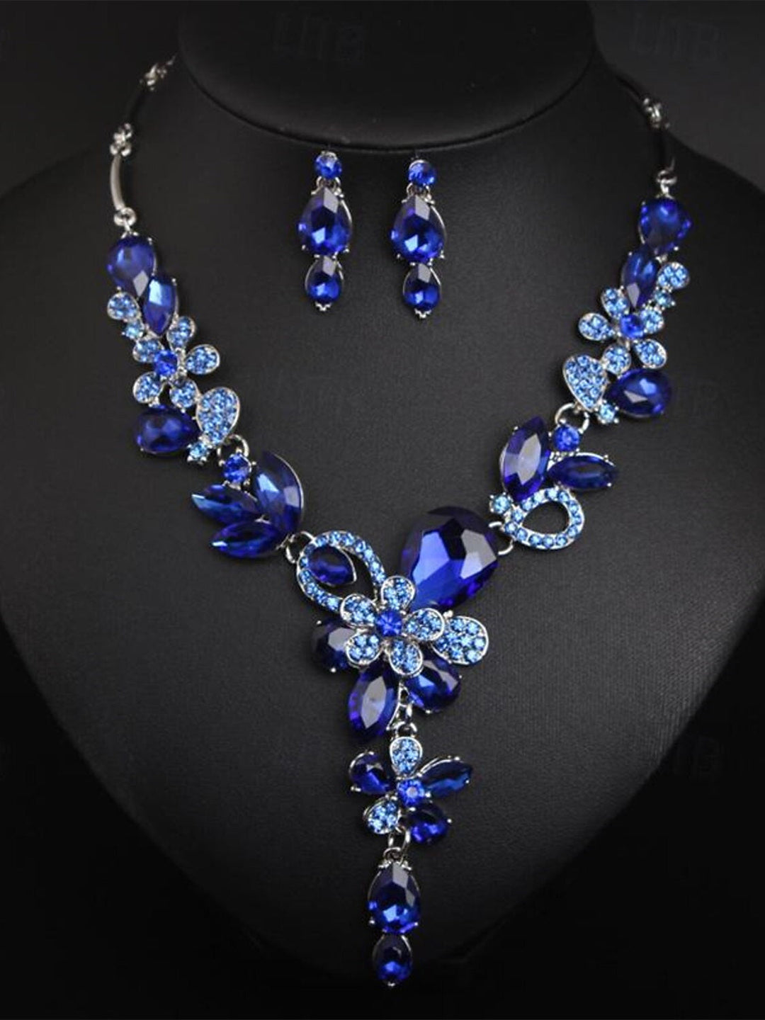 Luxury 1 set 3 Pieces Jewelry Earrings Necklace For Women's Wedding Gemstone Pendant Necklace Set