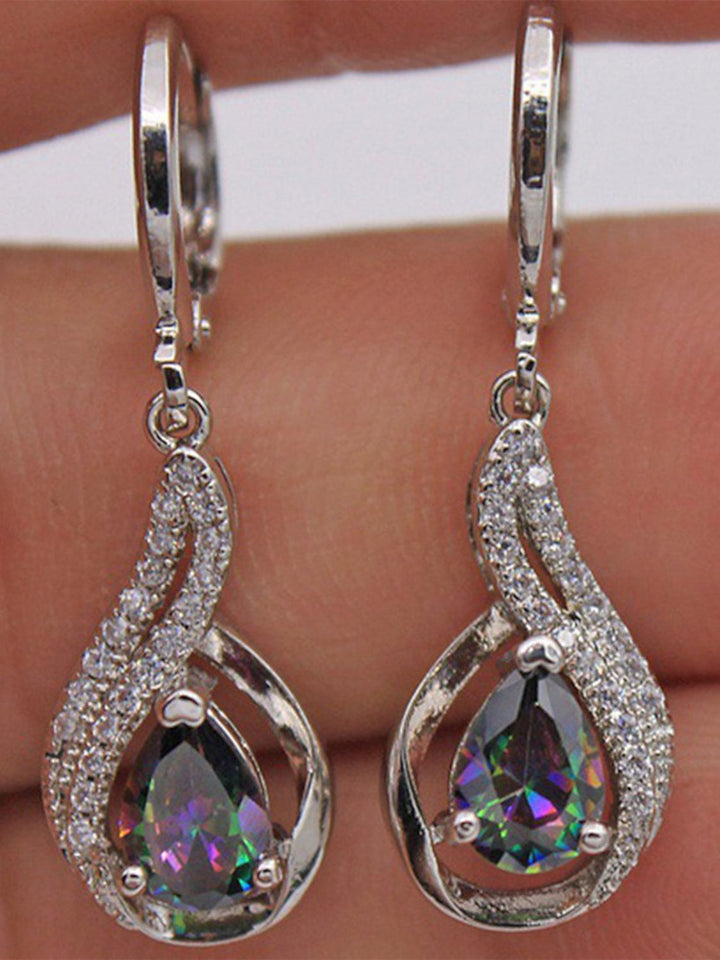 Zircon Drop Earrings For Women's Wedding Work Daily Classic Floral Silver Earrings