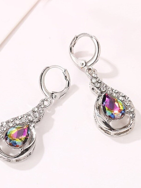 Zircon Drop Earrings For Women's Wedding Work Daily Classic Floral Silver Earrings