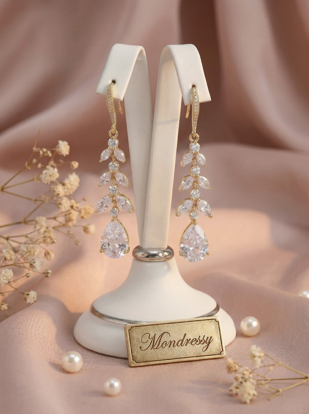 Classic Vine Cubic Zirconia Dangle Earrings Wedding Jewelry For Bride