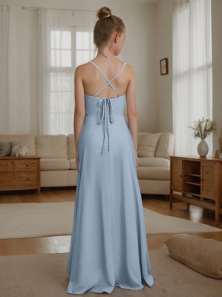 A-Line/Princess V-Neck Sleeveless Junior Bridesmaid Dresses