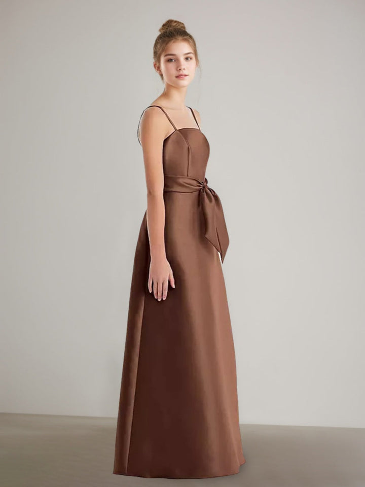 A-line/Princess Spaghetti Straps Junior Bridesmaid Dress with Pockets & Sash