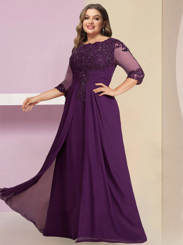 Sheath/Column Plus Size Mother of the Bride Dresses with Sequins & Applique