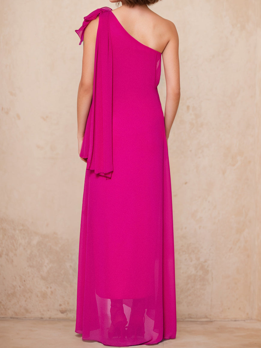 A-Line/Princess One-Shoulder Sleeveless Floor-Length Mother of the Bride Dresses with Split Side