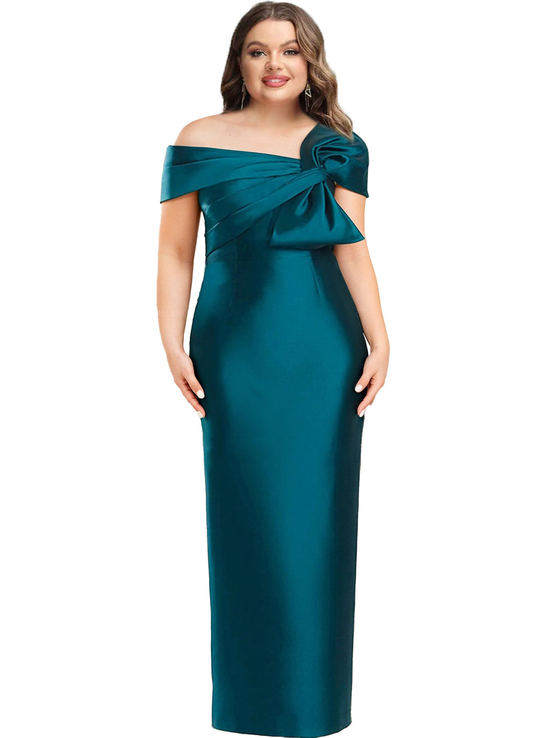 Sheath/Column One-Shoulder Floor-Length Plus Size Mother of the Bride Dresses