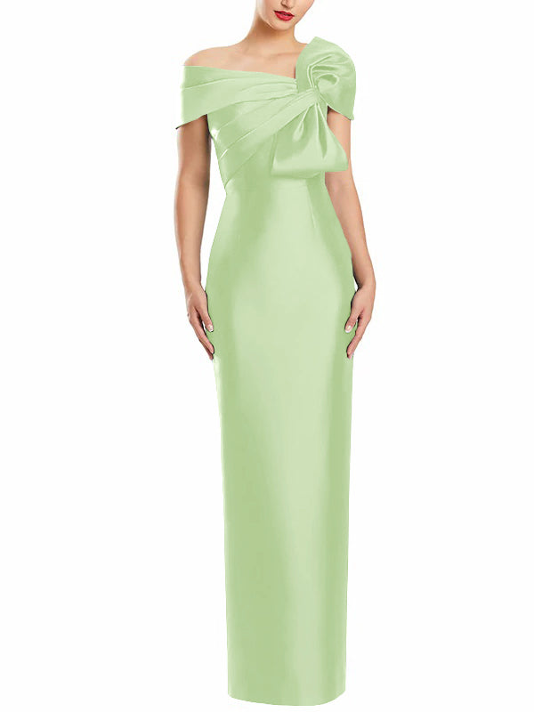 Sheath/Column One-Shoulder Floor-Length Mother of the Bride Dresses with Bow