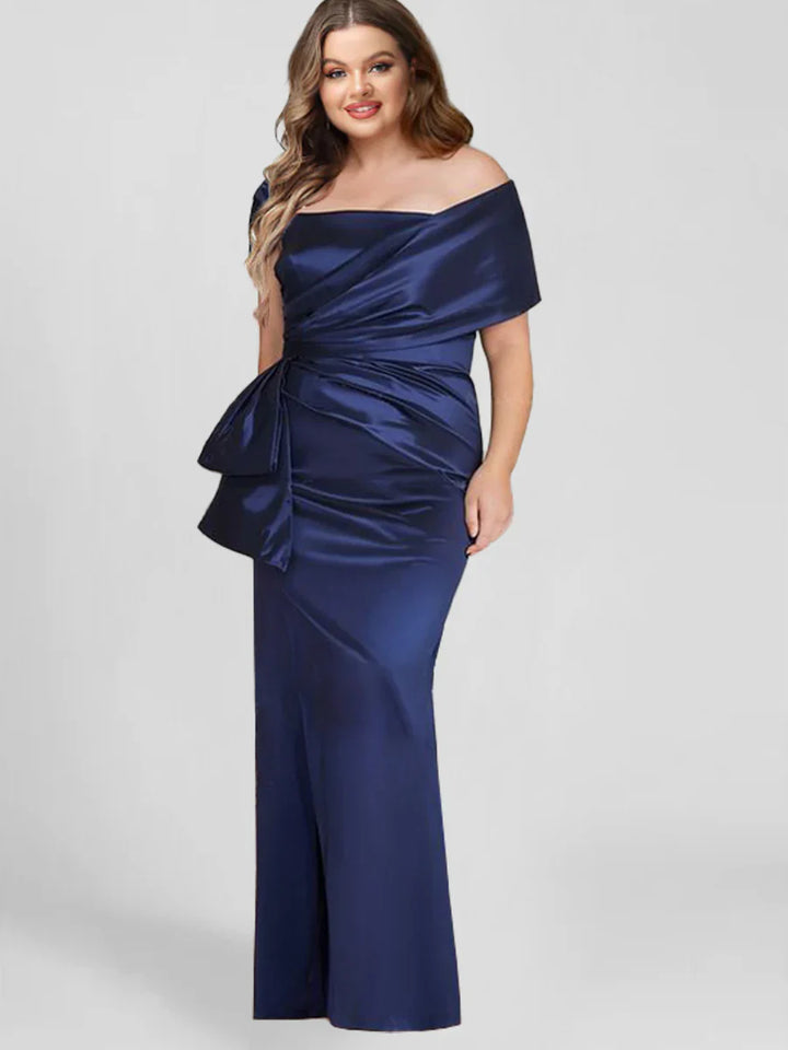 Sheath/Column Off-the-Shoulder Floor-Length Plus Size Mother of the Bride Dresses