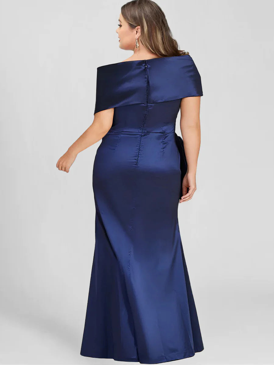 Sheath/Column Off-the-Shoulder Floor-Length Plus Size Mother of the Bride Dresses