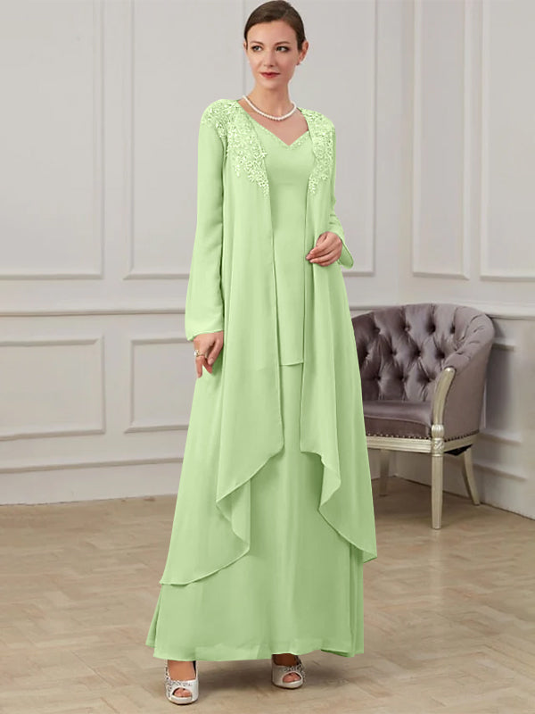 A-Line/Princess V-Neck Floor-Length Mother of the Bride Dresses