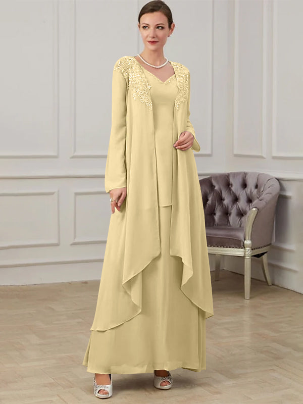 A-Line/Princess V-Neck Floor-Length Mother of the Bride Dresses