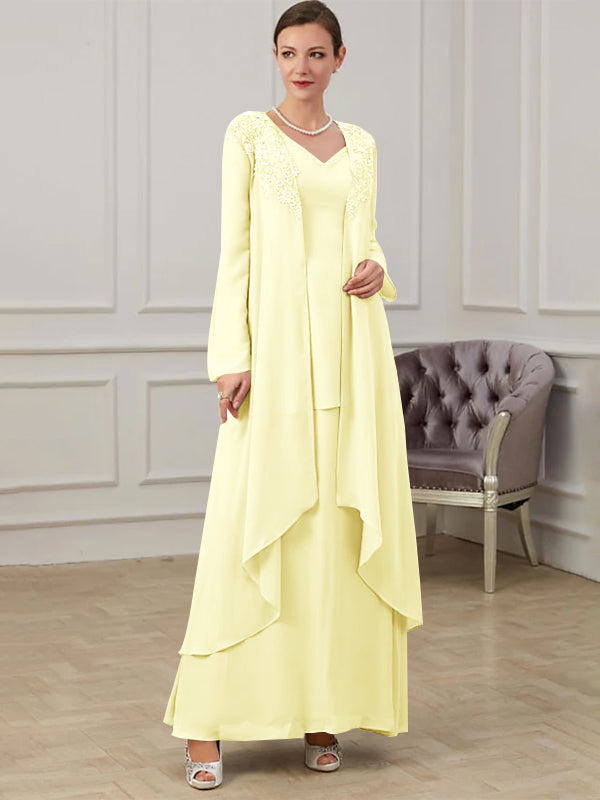 A-Line/Princess V-Neck Floor-Length Mother of the Bride Dresses