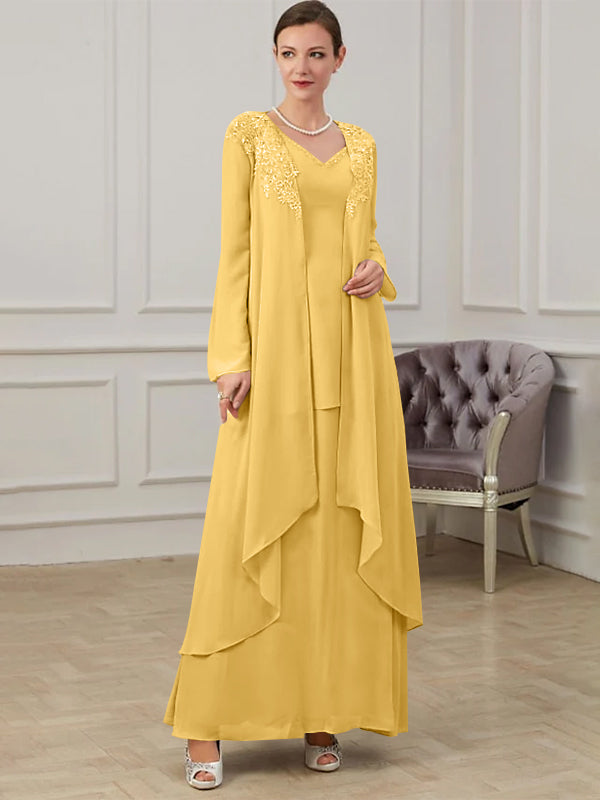 A-Line/Princess V-Neck Floor-Length Mother of the Bride Dresses