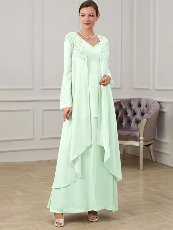 A-Line/Princess V-Neck Floor-Length Mother of the Bride Dresses