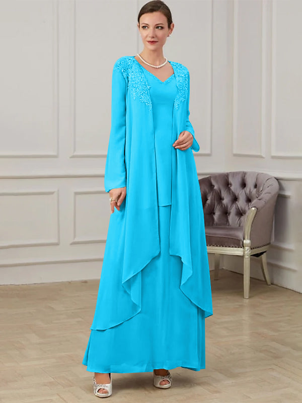 A-Line/Princess V-Neck Floor-Length Mother of the Bride Dresses