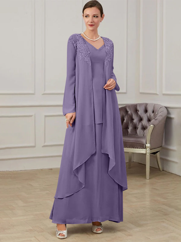 A-Line/Princess V-Neck Floor-Length Mother of the Bride Dresses