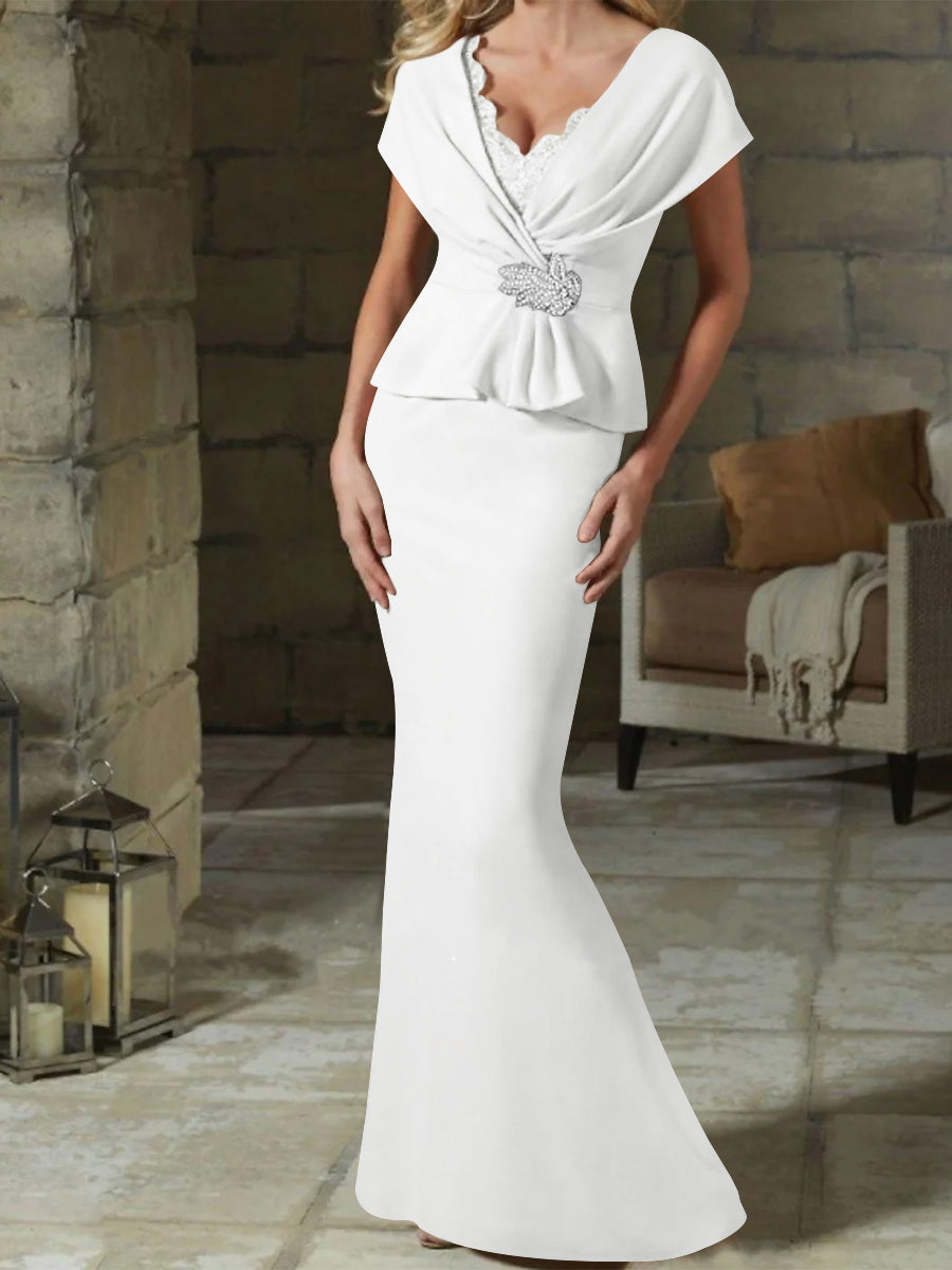 Sheath/Column V-Neck Mother of the Bride Dresses with Belt