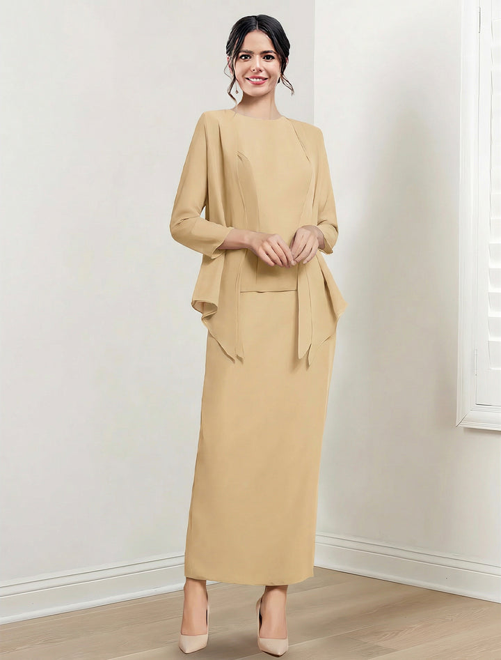 Sheath/Column Jewel Neck Ankle-Length Mother of the Bride Dresses