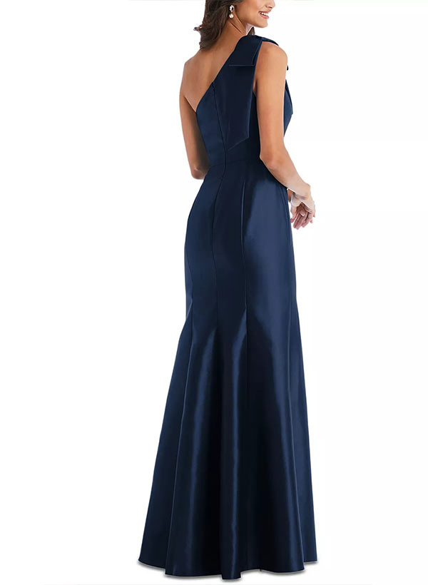 Sheath/Column One-Shoulder Sleeveless Satin Mother of the Bride Dresses with Bowknot