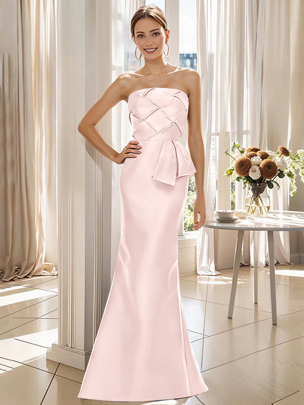 Trumpet/Mermaid Strapless Sleeveless Floor-Length Mother of the Bride Dresses with Bowknot