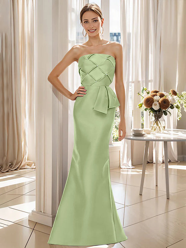 Trumpet/Mermaid Strapless Sleeveless Floor-Length Mother of the Bride Dresses with Bowknot