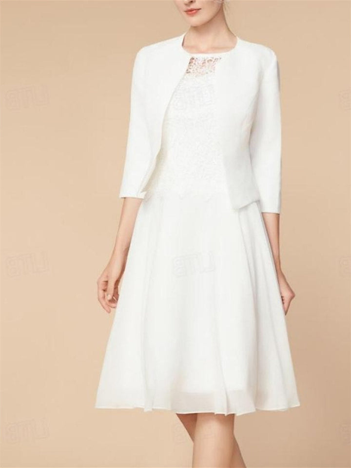 A-Line/Princess 3/4 Length Sleeve  Knee Length Mother of the Bride Dresses with Wraps