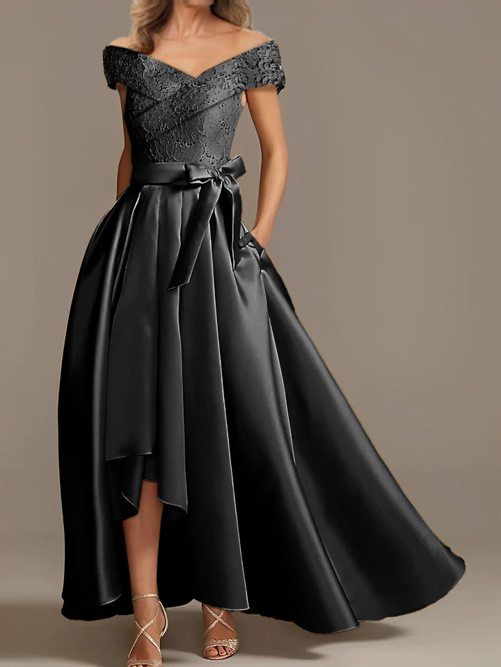 A-Line/Princess Off-the-Shoulder Asymmetrical Mother of the Bride Dresses with Ruffles