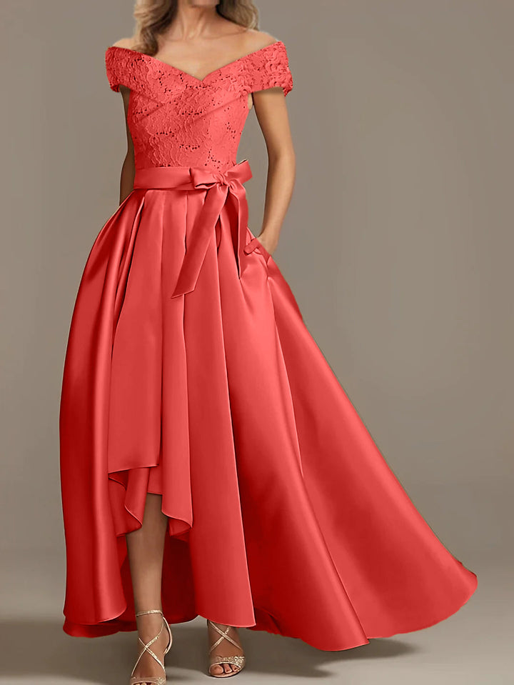 A-Line/Princess Off-the-Shoulder Asymmetrical Mother of the Bride Dresses with Ruffles