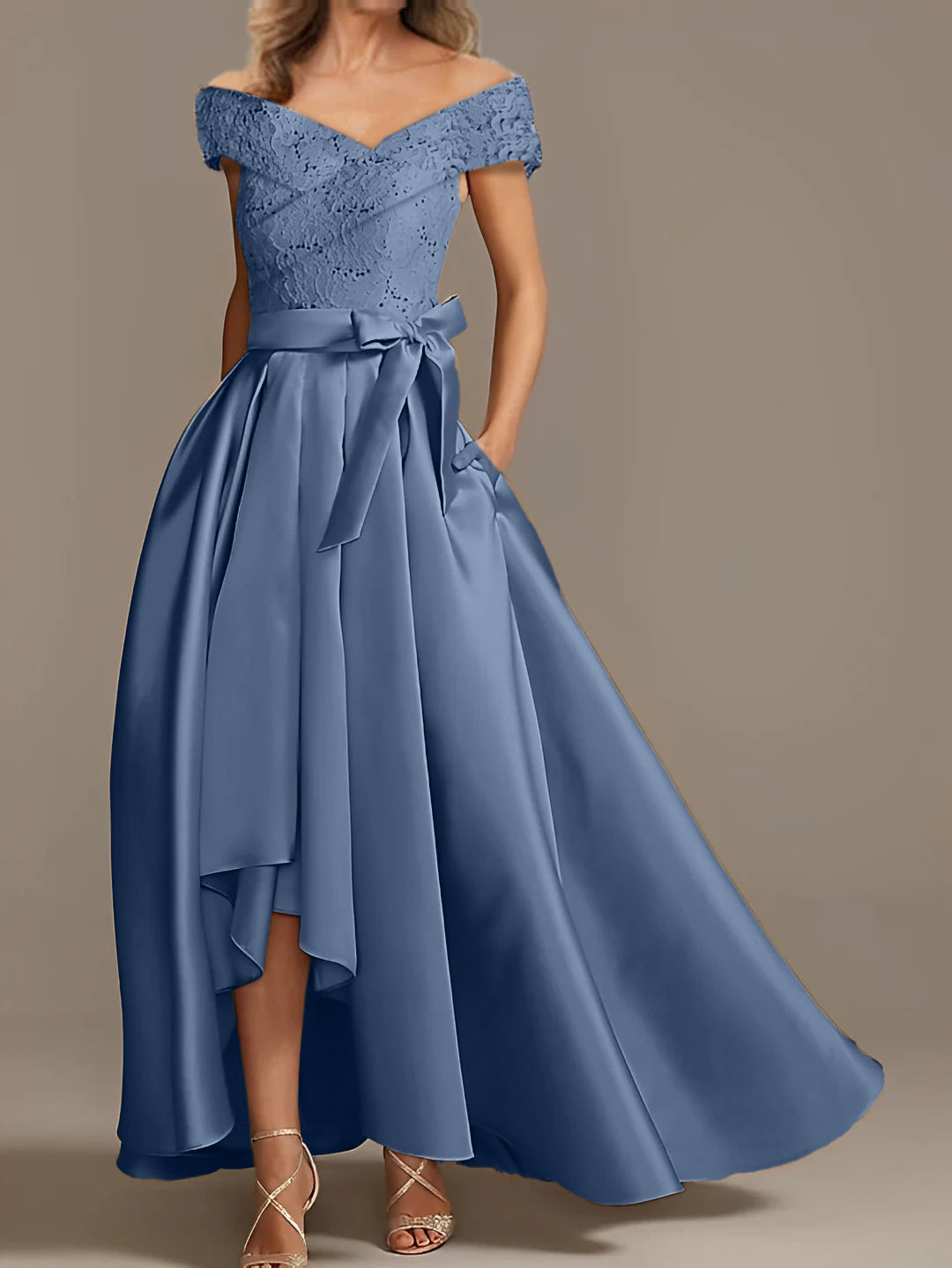 A-Line/Princess Off-the-Shoulder Asymmetrical Mother of the Bride Dresses with Ruffles