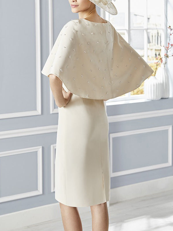 Sheath/Column Scoop Neck Half Sleeves Knee-Length Mother of the Bride Dresses