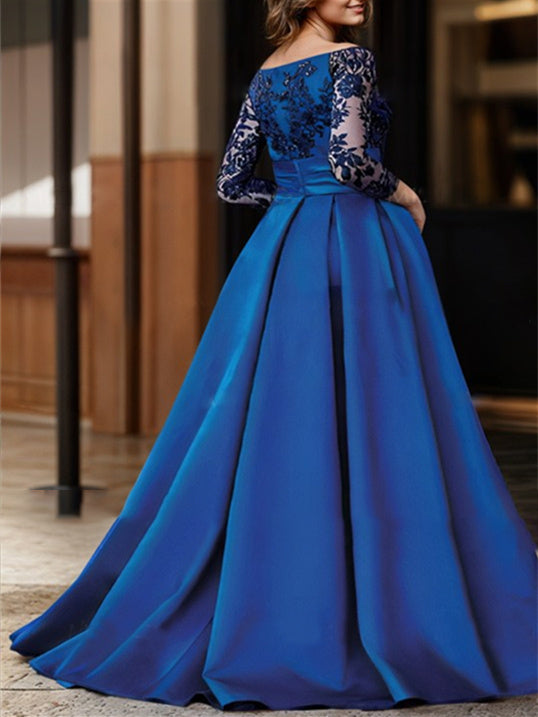 A Line/Princess Off-the-Shoulder 3/4 Sleeves Floor-Length Mother of the Bride Dresses