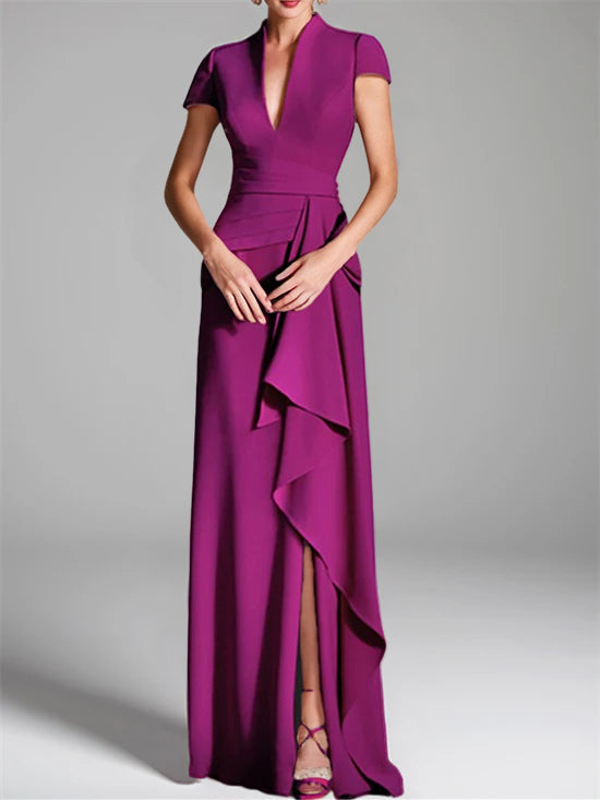 Sheath/Column V-Neck Floor-Length Mother of the Bride Dresses